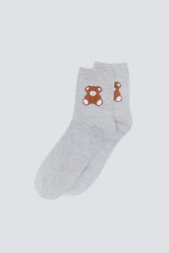 Springfield Meias-Meia de urso de tecido felpudo cinzento