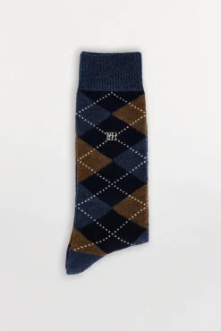 Pedro del Hierro Meias-Meia lã losangos Azul