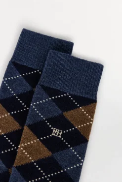 Pedro del Hierro Meias-Meia lã losangos Azul