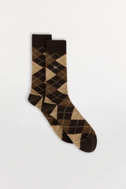 Pedro del Hierro Meias-Meia lã losangos Marrom