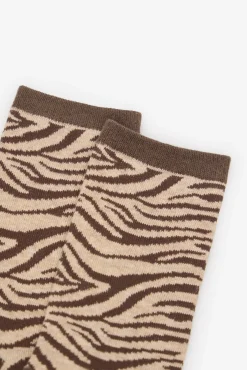 Cortefiel Meias-Meia zebra longa Castanho