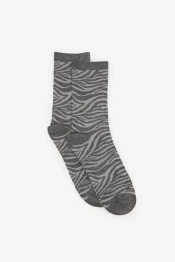 Cortefiel Meias-Meia zebra longa Cinzento