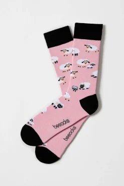 Besocks Meias-Meias altas de algodão orgânico em cor rosa