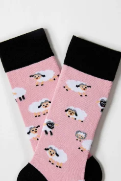 Besocks Meias-Meias altas de algodão orgânico em cor rosa