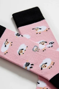 Besocks Meias-Meias altas de algodão orgânico em cor rosa