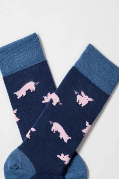 Besocks Meias-Meias altas de algodão orgânico cor -marinho azul