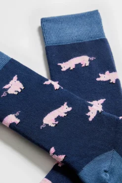 Besocks Meias-Meias altas de algodão orgânico cor -marinho azul