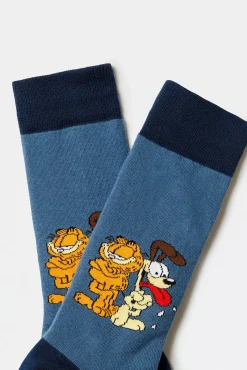 Besocks Meias|Meias-Meias altas Garfield em algodão orgânico na cor azul