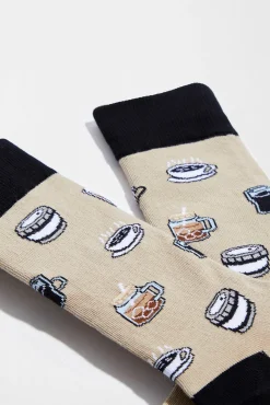 Besocks Meias|Meias-Meias altas Meias em algodão orgânico café bege