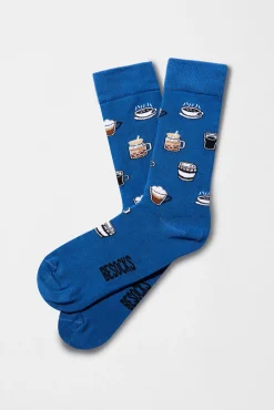 Besocks Meias|Meias-Meias altas Meias em algodão orgânico café azul