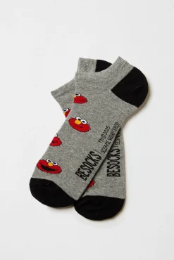 Besocks Meias|Meias-Meias meias de algodão orgânico da Vila Sésamo cinzento