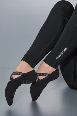 Dash and Stars Meias-Meias de balé de algodão preto