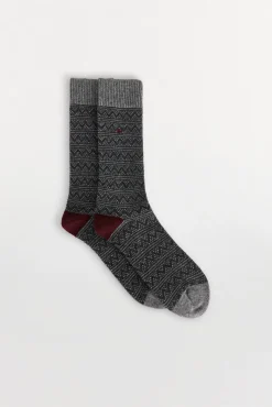 Pedro del Hierro Meias-Meias de lã com motivos gregos Cizento