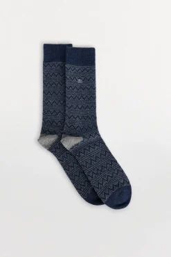 Pedro del Hierro Meias-Meias de lã com motivos gregos Azul