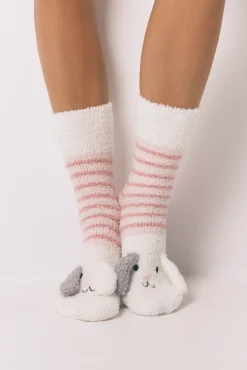 Women'secret Meias-Meias longas brancas para cachorro branco