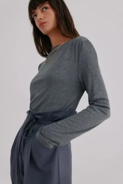 Hoss Intropia T-Shirts-Mercedes. Top drapeado Cinzento