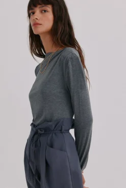 Hoss Intropia T-Shirts-Mercedes. Top drapeado Cinzento