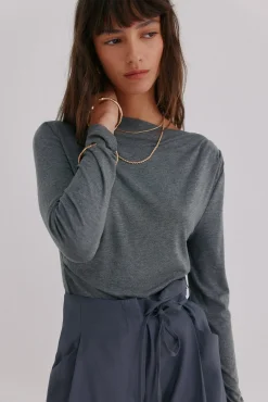 Hoss Intropia T-Shirts-Mercedes. Top drapeado Cinzento