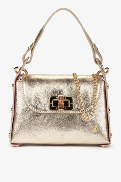 Cuplé Malas-Mini mala de couro cravejado Dourado