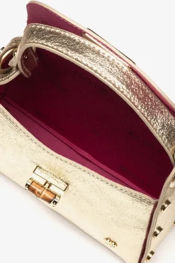 Cuplé Malas-Mini mala de couro cravejado Dourado