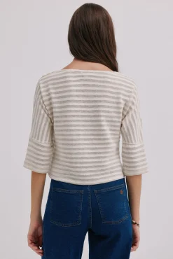 Hoss Intropia T-Shirts-Mireia. Camiseta de manga francesa Beige