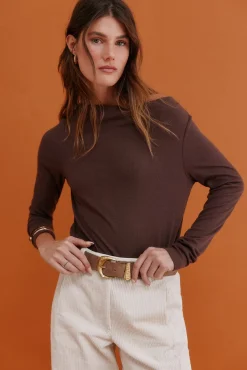 Hoss Intropia T-Shirts-Mirta. T-shirt com decote drapeado Castanho