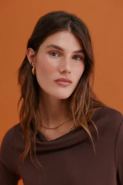 Hoss Intropia T-Shirts-Mirta. T-shirt com decote drapeado Castanho