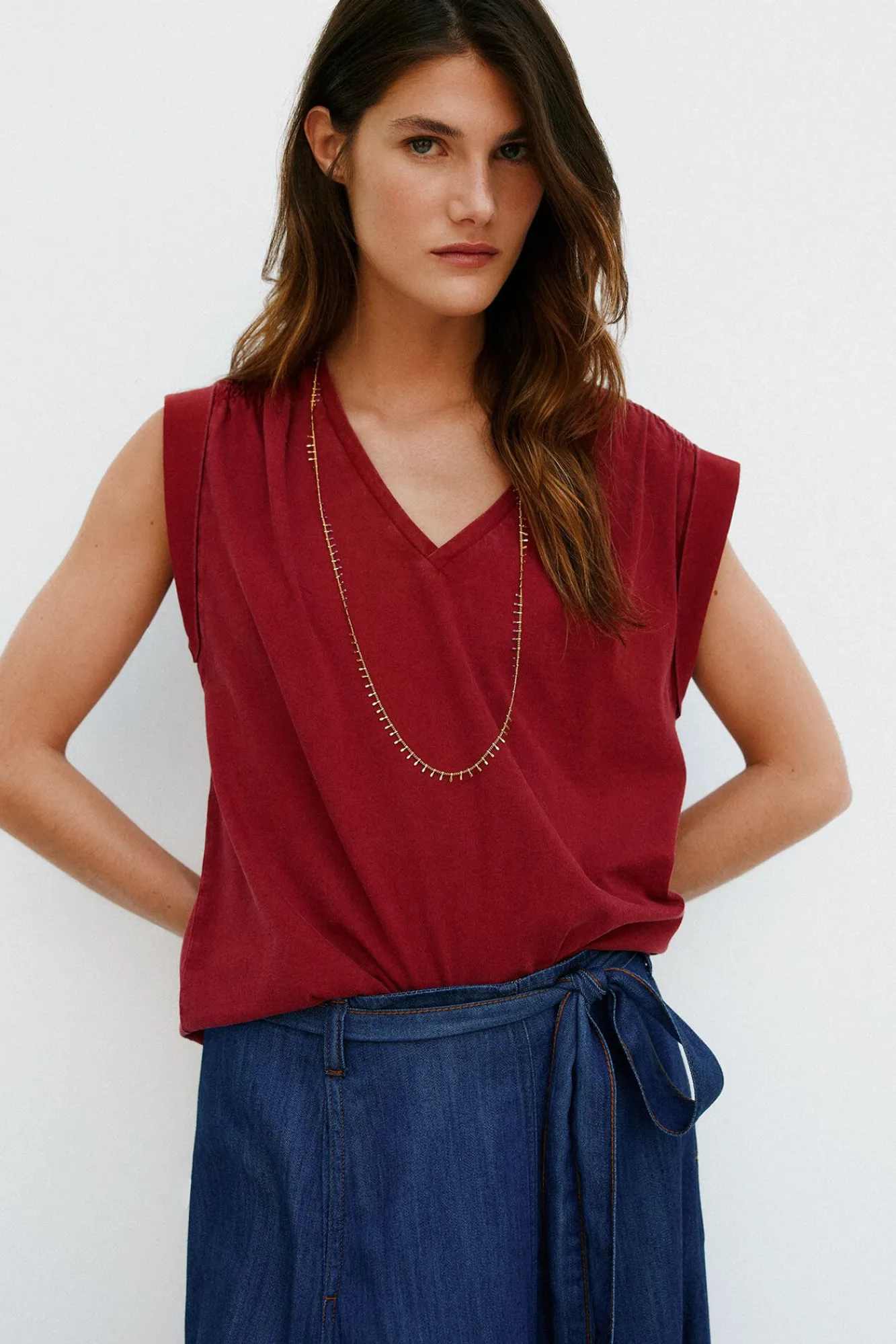 Hoss Intropia T-Shirts-Mónica. Camiseta plissada Granada