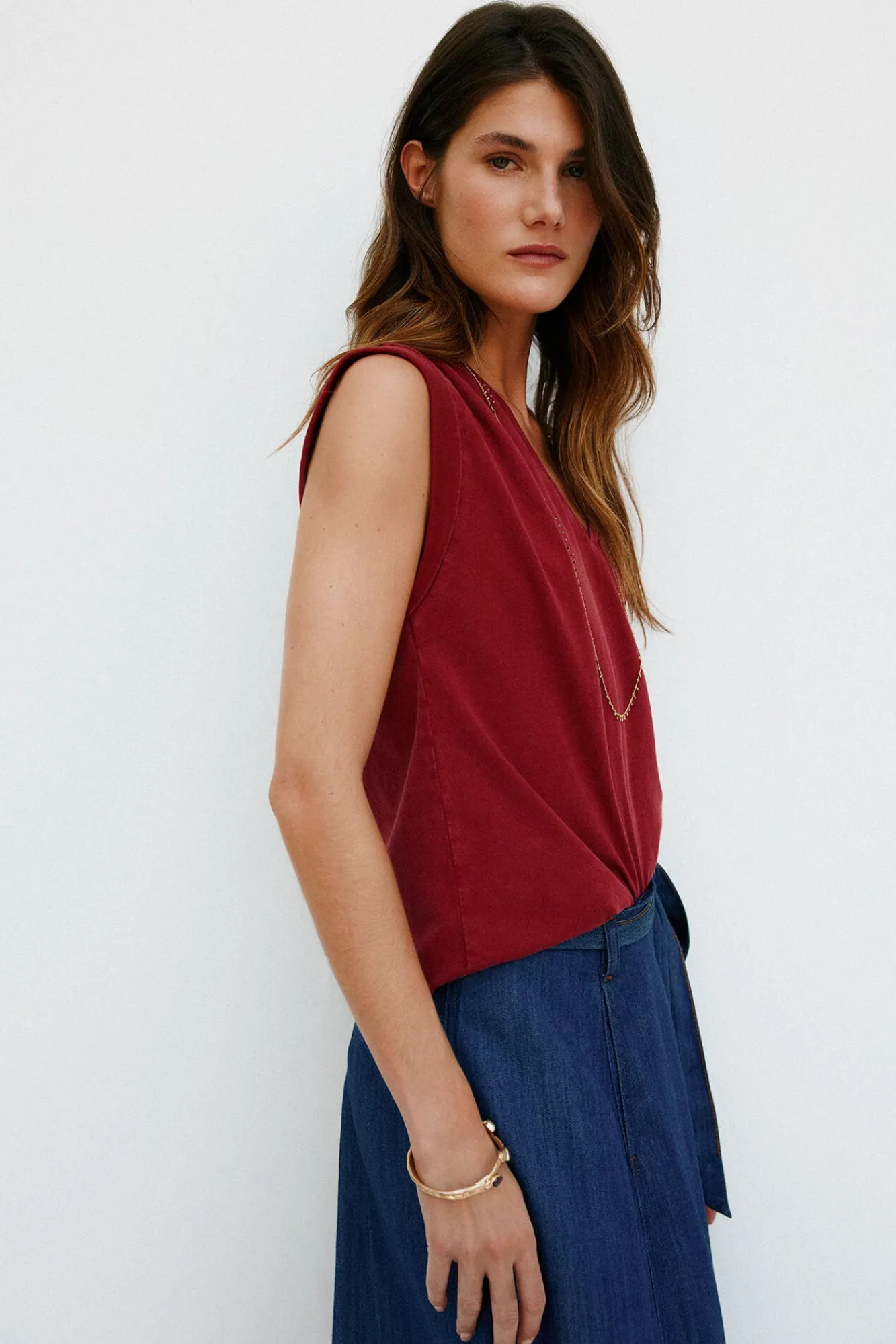 Hoss Intropia T-Shirts-Mónica. Camiseta plissada Granada