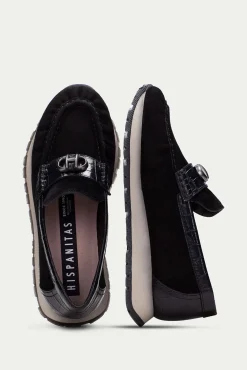 Hispanitas Mocassins|Calçado De Couro-Mocassim esportivo Kiowa e adorno KANSAS Preto