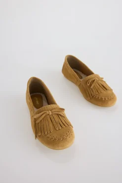 Slowlove Mocassins|Calçado De Couro-Mocassim franjas croute Castanho