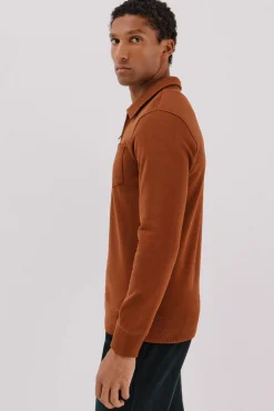 Cortefiel Sweatshirts-Moletom gola polo com fecho-éclair Castanho