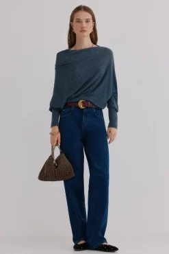 Hoss Intropia Camisolas-Nica. Camisola com decote assimétrico Azul