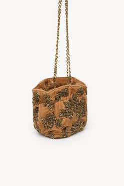 Hoss Intropia Malas-Nina. Bolsa de veludo e miçangas Dourado
