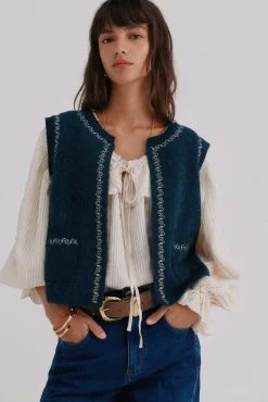 Hoss Intropia Coletes-Nunzia. Colete bordado Azul