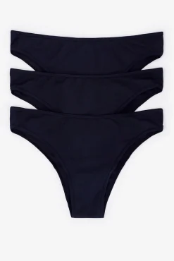 Women'secret Roupa Interior-Pack 3 cuecas brasileiras microfibra preto