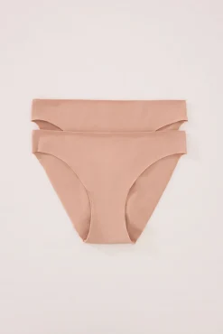 Women'secret Roupa Interior-Pack 2 cuequinhas clássicas algodão nude cru