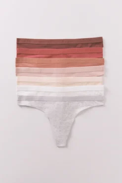 Women'secret Roupa Interior-Pack 7 tangas algodão logo bordado branco