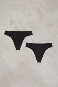 Dash and Stars Roupa Interior-Pack 2 tangas pretas preto