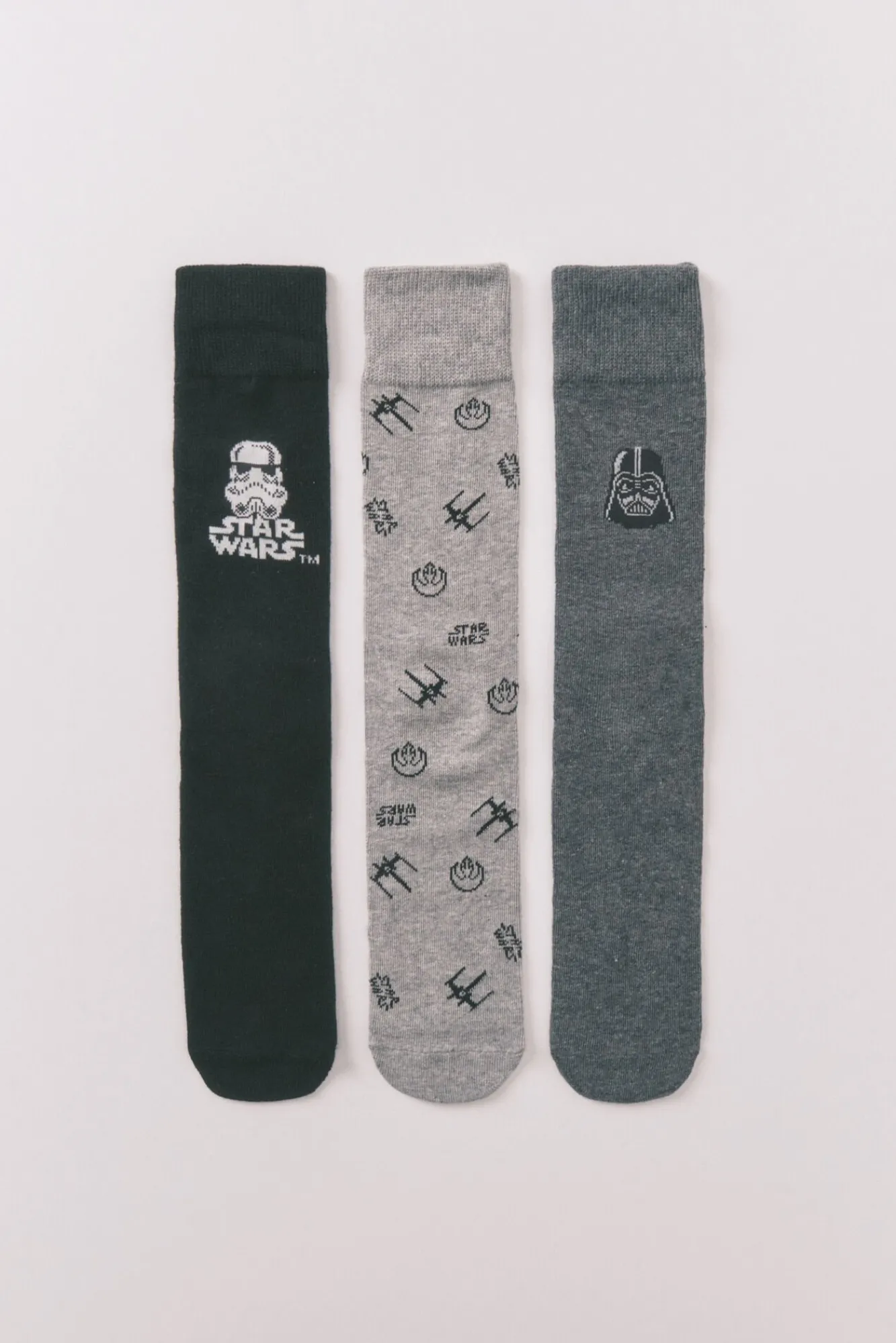 Women'secret Meias-Pack com 3 meias longas de algodão Star Wars cinzento