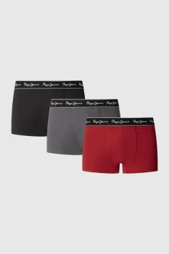 Pepe Jeans Roupa Interior-Pack de 3 boxers lisos com logótipo vermelho