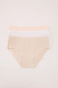 Women'secret Roupa Interior-Pack de 3 cuecas culotte de algodão orgânico branco
