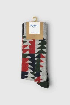 Pepe Jeans Roupa Interior-Pack de 3 pares de meias às riscas Natal verde