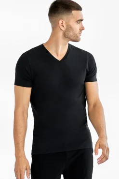 Bread & Boxers T-Shirts-Pack de 2 t-shirts elásticas pretas com gola em bico preto