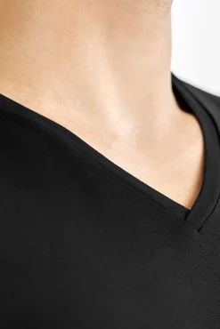 Bread & Boxers T-Shirts-Pack de 2 t-shirts elásticas pretas com gola em bico preto