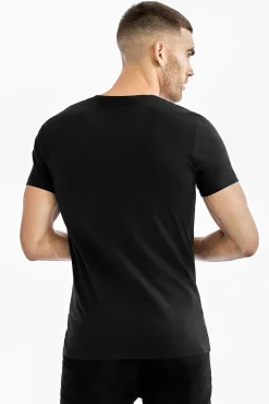 Bread & Boxers T-Shirts-Pack de 2 t-shirts elásticas pretas com gola em bico preto