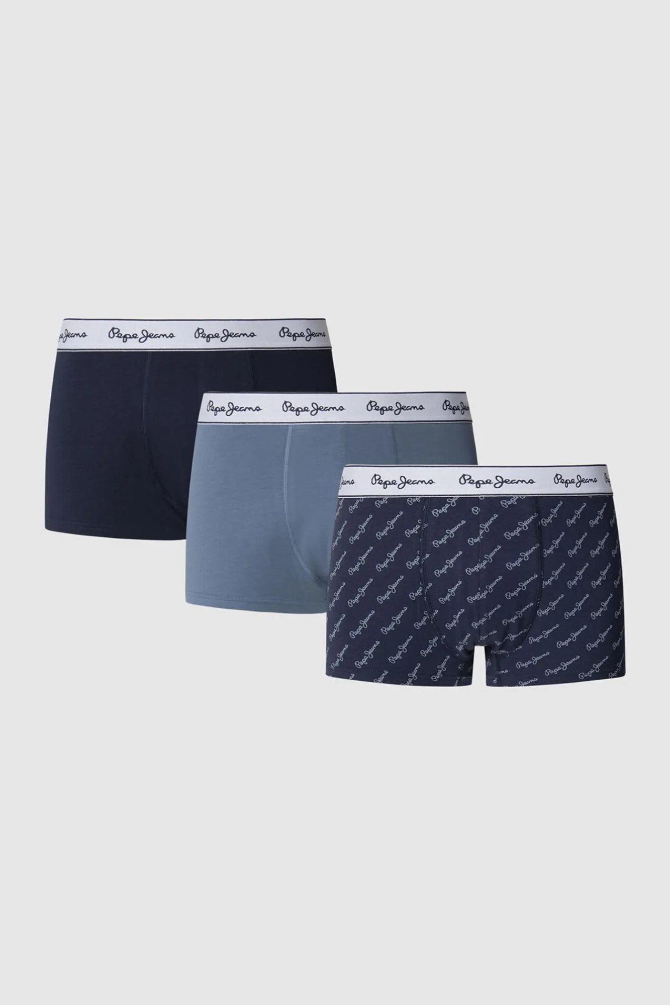Pepe Jeans Roupa Interior-Pacote com 3 boxer de corte reto azul