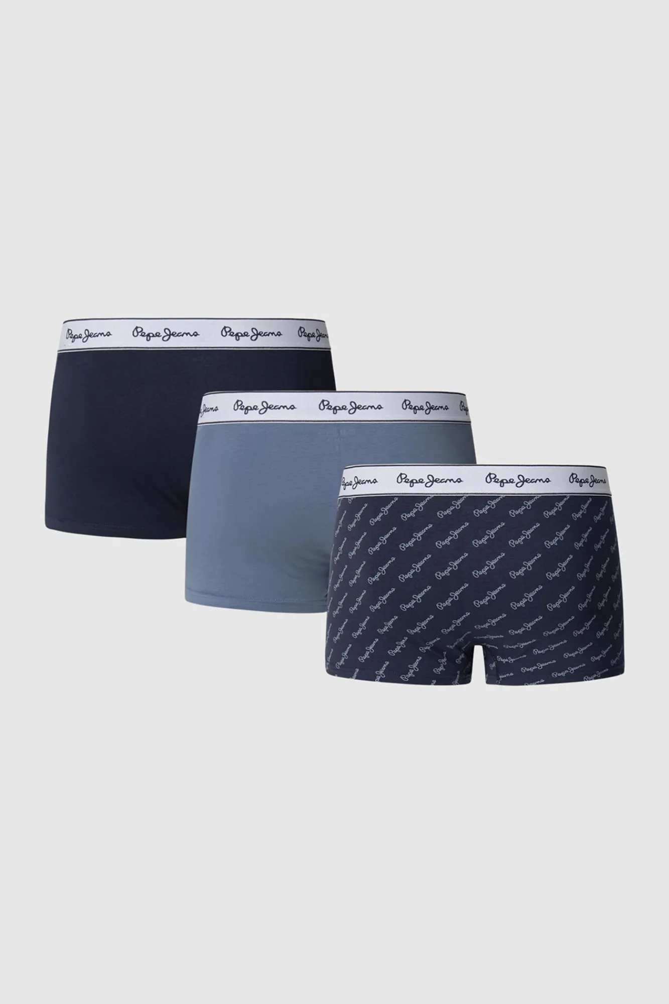 Pepe Jeans Roupa Interior-Pacote com 3 boxer de corte reto azul