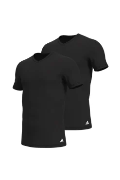Adidas T-Shirts-Pacote com 2 camisetas para homem de algodão elástico com gola em bico preto