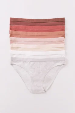 Women'secret Roupa Interior-Pacote com 7 cuecas clássicas de algodão multicoloridas branco